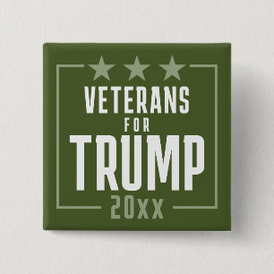 Badge Carré 5 Cm Vétérans vert olive pour Trump - 2024