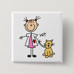 Badge Carré 5 Cm Vétérinaire bonhomme allumette