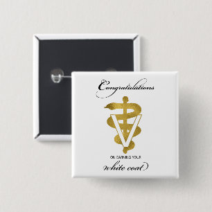 Badge Carré 5 Cm Veterinary White Coat Ceremony Congratulations