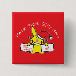 Badge Carré 5 Cm Veuillez empiler les cadeaux ici
