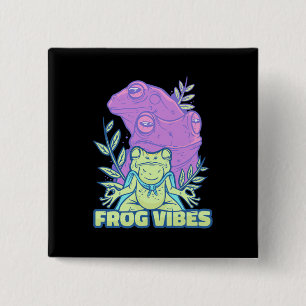 Badge Carré 5 Cm Vibes de grenouille de yoga