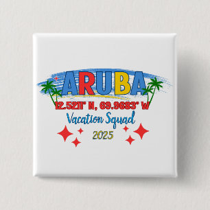 Badge Carré 5 Cm Vibes de vacances à Aruba 2025 Évasion tropicale