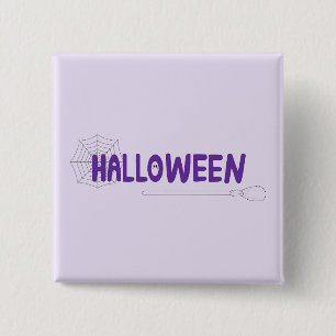 Badge Carré 5 Cm Vibes d'Halloween violettes avec conception de cha