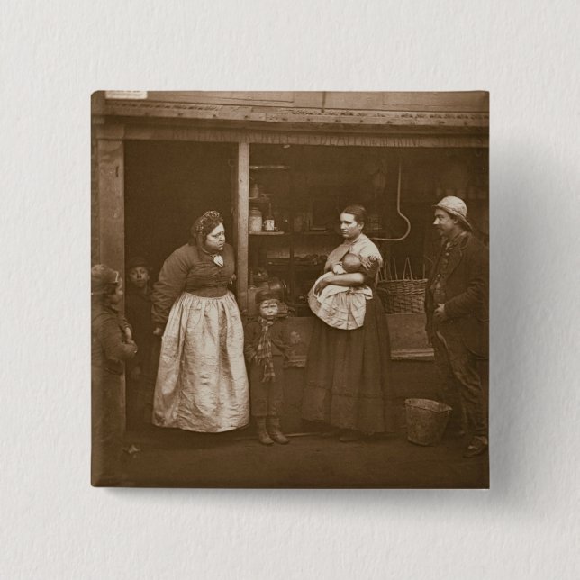 Badge Carré 5 Cm Victimes de l'inondation, de la 'vie dans la rue (Devant)