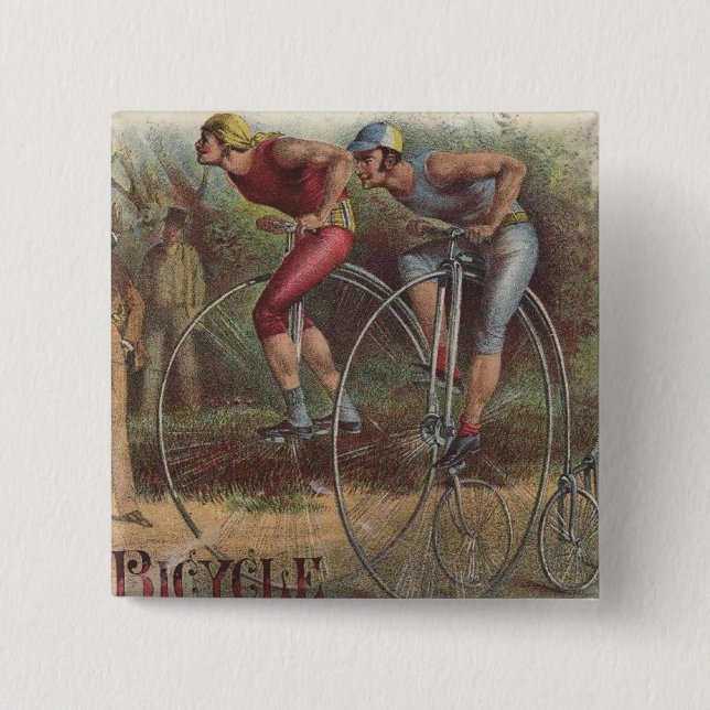 Badge Carré 5 Cm Victorian High Wheel Bicycles (Devant)