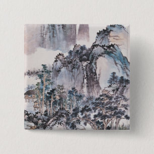 Badge Carré 5 Cm Vie dans les montagnes