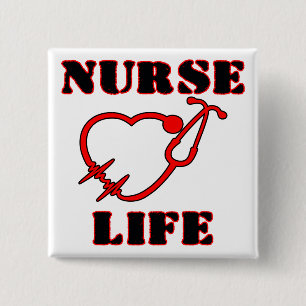 BADGE CARRÉ 5 CM VIE INFIRMIÈRE