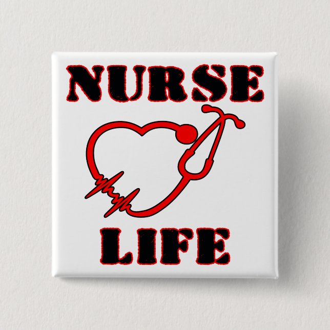 BADGE CARRÉ 5 CM VIE INFIRMIÈRE (Devant)