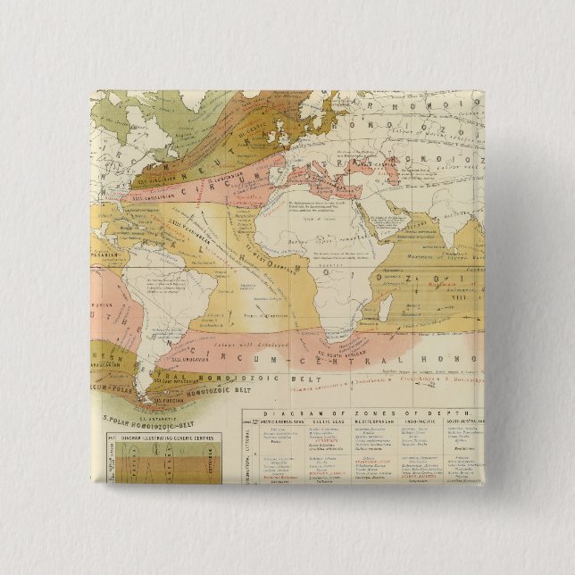 Badge Carré 5 Cm Vie marine (Devant)