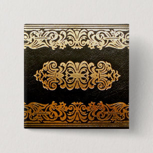 Badge Carré 5 Cm Vieille couverture de livre en cuir