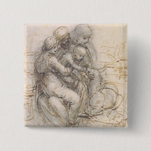 Badge Carré 5 Cm Vierge et enfant avec St Anne, c.1501-10 (stylo et
