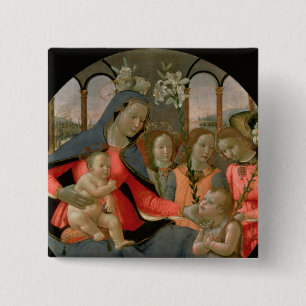 Badge Carré 5 Cm Vierge et enfant avec St John le baptiste