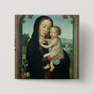 Badge Carré 5 Cm Vierge et enfant (huile sur le panneau)