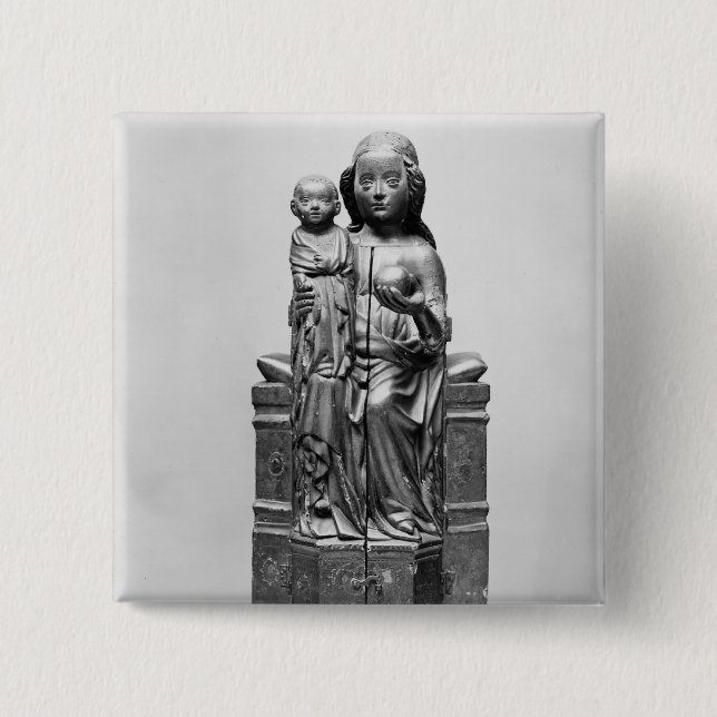 Badge Carré 5 Cm Vierge fermée, début du 15ème siècle (Devant)