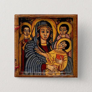 Badge Carré 5 Cm Vierge Marie l'icône éthiopienne de Theotokos