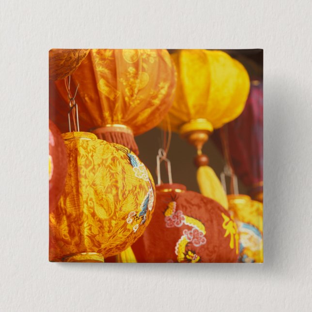 Badge Carré 5 Cm Vietnam, Hoi An Grandes lanternes, souvenirs (Devant)