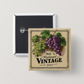 Badge Carré 5 Cm Vieux Raisins Vintages de mode, Vin pourpre et noi