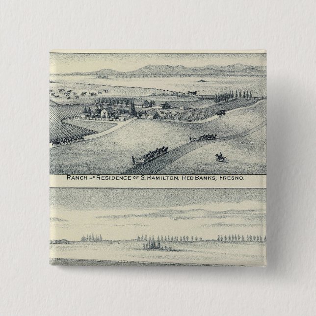 Badge Carré 5 Cm Vignoble Estella Blanca, Californie (Devant)