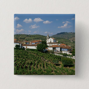 Badge Carré 5 Cm Vignobles, village de San Miguel, Douro