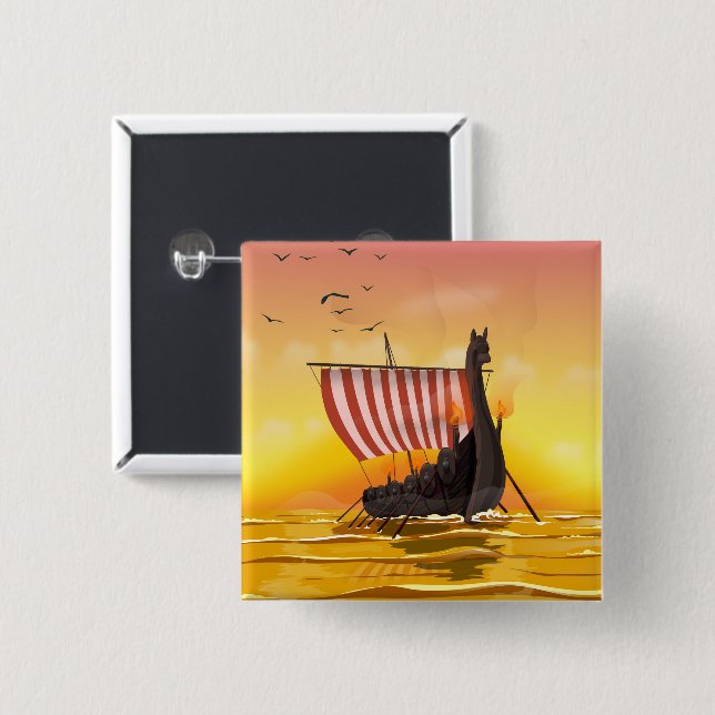 Badge Carré 5 Cm Viking (Devant & derrière)