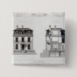 Badge Carré 5 Cm Villa Suburbaine, Chasse premier au nuage de St