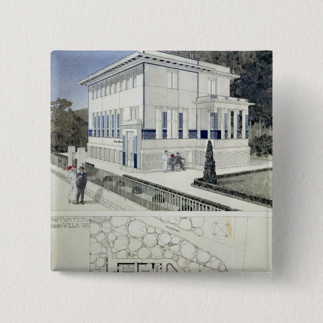 Badge Carré 5 Cm Villa Wagner, Vienne (Devant)
