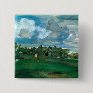 Badge Carré 5 Cm Village russe Valentin Serov