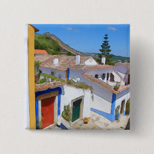Badge Carré 5 Cm Village Watercolor
