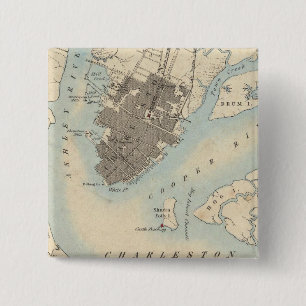 Badge Carré 5 Cm Ville de Charleston, Caroline du Sud