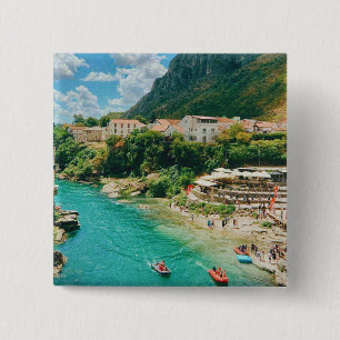 Badge Carré 5 Cm Ville de Mostar - Bosnie-Herzégovine