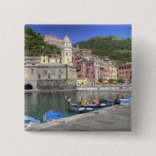 Badge Carré 5 Cm Ville en pente de Vernazza, Cinque Terre, Ligurie