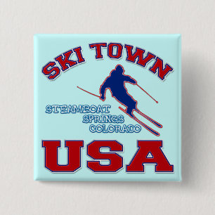 Badge Carré 5 Cm Ville Etats-Unis, Steamboat Springs, le Colorado