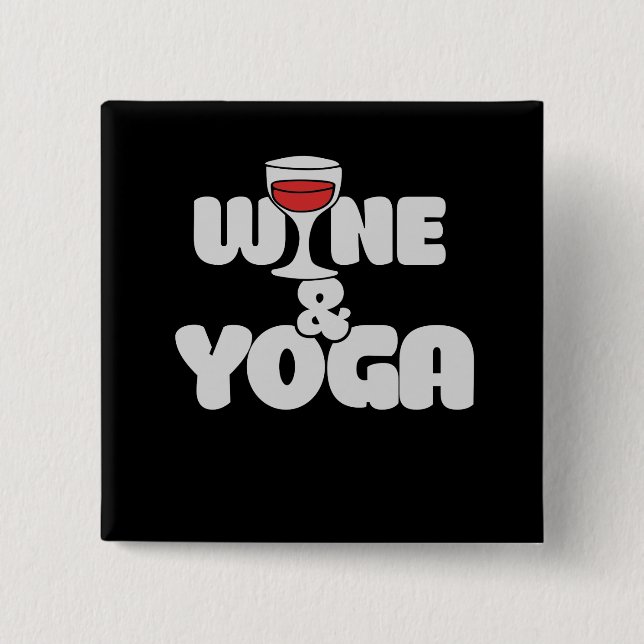 Badge Carré 5 Cm vin et yoga (Devant)