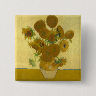 Badge Carré 5 Cm Vincent Van Gogh 15 Peinture de tournesols
