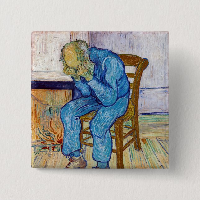 Badge Carré 5 Cm Vincent van Gogh - À la porte de l'éternité (Devant)