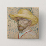 Badge Carré 5 Cm Vincent van Gogh, Bouton autoportrait<br><div class="desc">Autoportrait de Vincent van Gogh Button

 Van Gogh a réalisé cet autoportrait avec casquette de paille à l'été 1887. Il se distingue par son style lâche et fade.</div>