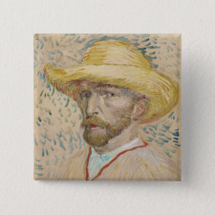 Badge Carré 5 Cm Vincent van Gogh, Bouton autoportrait