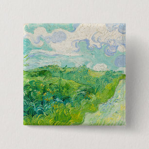 Badge Carré 5 Cm Vincent van Gogh - Champ de blé vert, Auvers