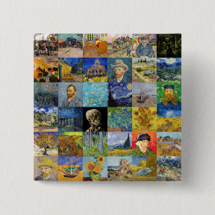 Badge Carré 5 Cm Vincent van Gogh - chefs-d'oeuvre Mosaic Patchwork