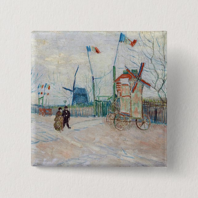 Badge Carré 5 Cm Vincent van Gogh - Impasse des Deux Frères (Devant)