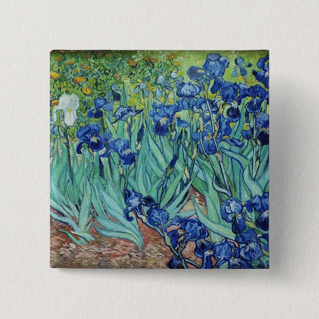 Badge Carré 5 Cm Vincent van Gogh Iris (Devant)