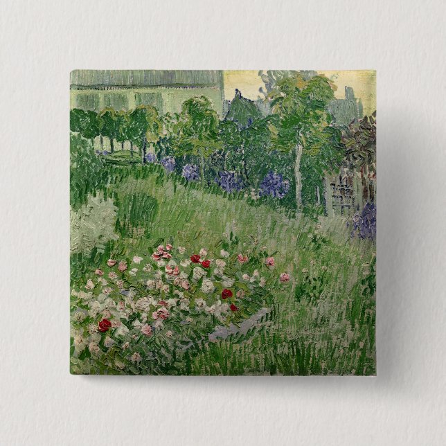 Badge Carré 5 Cm Vincent van Gogh jardin de | Daubigny, 1890 (Devant)