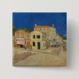 Badge Carré 5 Cm Vincent van Gogh - La Maison Jaune / La Rue