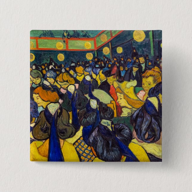 Badge Carré 5 Cm Vincent van Gogh - La salle de bal à Arles (Devant)