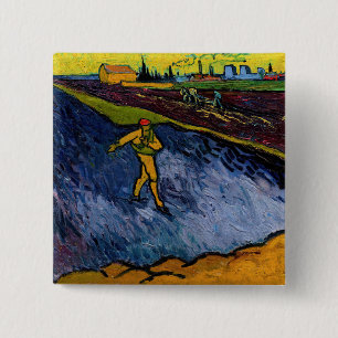 Badge Carré 5 Cm Vincent van Gogh - La Tour : périphérie d'Arles