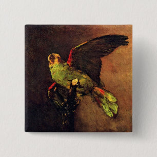 Badge Carré 5 Cm Vincent Van Gogh - L'amateur d'oiseaux Le Perroque