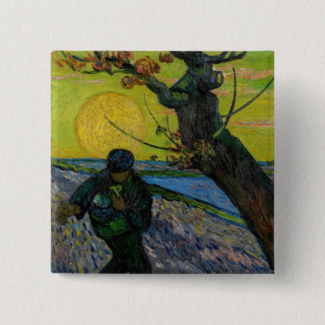 Badge Carré 5 Cm Vincent van Gogh - Le Sower (Devant)