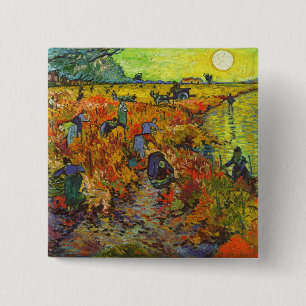 Badge Carré 5 Cm Vincent van Gogh - Le vignoble rouge