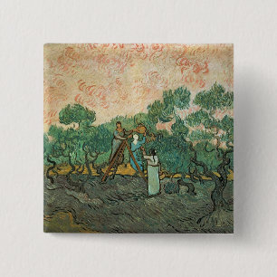 Badge Carré 5 Cm Vincent van Gogh   les récolteuses olives,