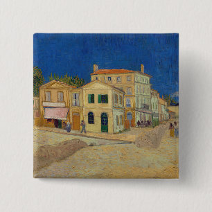 Badge Carré 5 Cm Vincent van Gogh - Maison Jaune / Rue